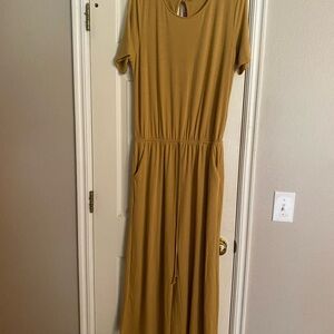 Zenana Outfitters Yellow Casual Jumpsuit Short Sleeve Crew Neck